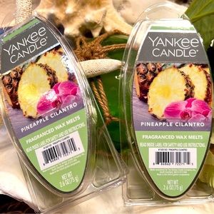 NEW YANKEE CANDLE PINEAPPLE CILANTRO FRAGRANCED WAX MELTS 2.6 OZ.~LOT OF 2